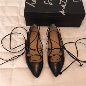 Banana Republic- Allie lace up black leather flats